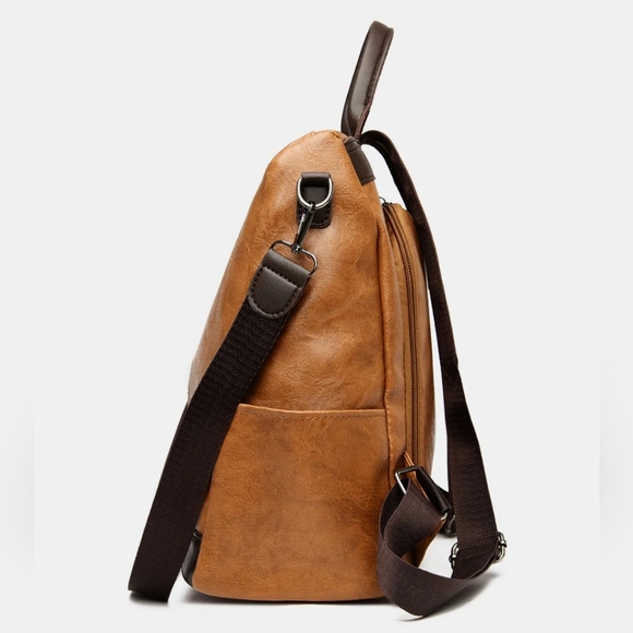 NWT Leather Purse Backpack Book Bag - Picture 5 of 7